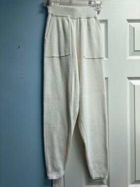 Sincerely Jules Thicker Knit Cream Ribbed Pockets Lounge Pants Women's Size XS !